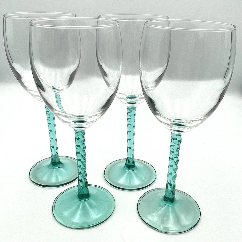 Vintage Cristal D'Arques Angelique Aqua Water Goblets Set of 4 France